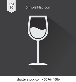 Wine Flat Icon. Simple Sign Of Alcoholic Drink. Vector Illustrated Symbol