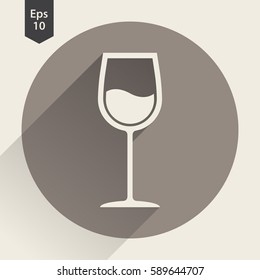 Wine Flat Icon. Simple Sign Of Alcoholic Drink. Vector Illustrated Symbol