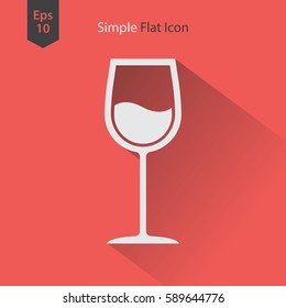 Wine Flat Icon. Simple Sign Of Alcoholic Drink. Vector Illustrated Symbol