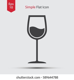 Wine Flat Icon. Simple Sign Of Alcoholic Drink. Vector Illustrated Symbol