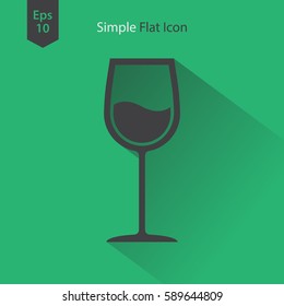 Wine Flat Icon. Simple Sign Of Alcoholic Drink. Vector Illustrated Symbol
