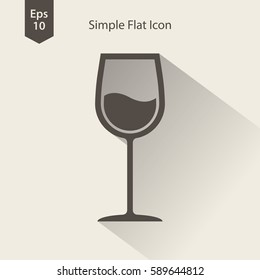 Wine Flat Icon. Simple Sign Of Alcoholic Drink. Vector Illustrated Symbol