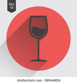 Wine Flat Icon. Simple Sign Of Alcoholic Drink. Vector Illustrated Symbol