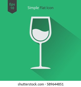 Wine Flat Icon. Simple Sign Of Alcoholic Drink. Vector Illustrated Symbol
