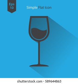 Wine Flat Icon. Simple Sign Of Alcoholic Drink. Vector Illustrated Symbol