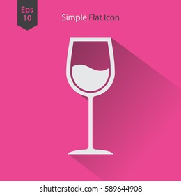Wine Flat Icon. Simple Sign Of Alcoholic Drink. Vector Illustrated Symbol