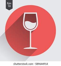 Wine Flat Icon. Simple Sign Of Alcoholic Drink. Vector Illustrated Symbol