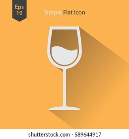 Wine Flat Icon. Simple Sign Of Alcoholic Drink. Vector Illustrated Symbol
