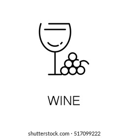 Wine flat icon. Single high quality outline symbol of alcohol for web design or mobile app. Thin line signs of wine for design logo, visit card, etc. Outline pictogram of wine.