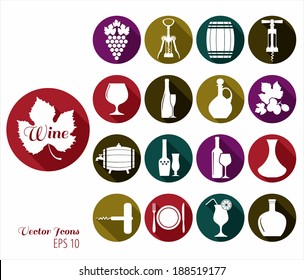 Wine flat icons.