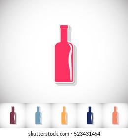 Wine. Flat sticker with shadow on white background. Vector illustration