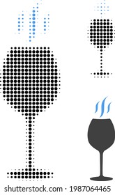 Wine flavour halftone dotted icon. Halftone pattern contains round elements. Vector illustration of wine flavour icon on a white background.