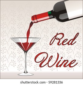 Wine flows from a glass