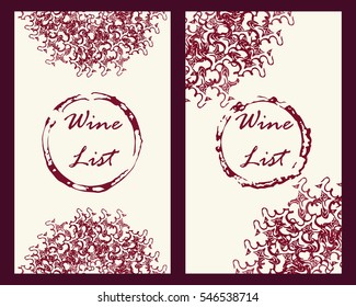 Wine flyer and cards template set in vintage style. Stock vector illustration for vine production company, winery, restaurant or bar promo ads.