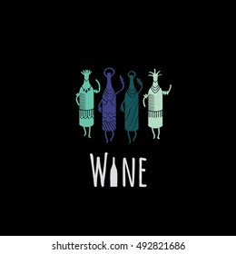 Wine and food vector logo template