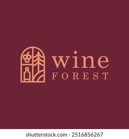wine forest flat minimalist logo design