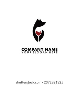 Wine with fox logo design vector illustration template.