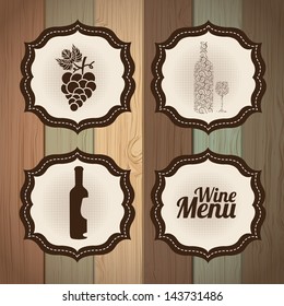 wine frames over wooden background vector illustration