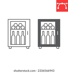 Wine fridge line and glyph icon, drink and alcohol, refrigerator with bottles vector icon, vector graphics, editable stroke outline sign, eps 10.