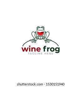 Wine Frog Logo Vector Icon Illustration