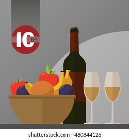 wine, fruit and glasses on a table