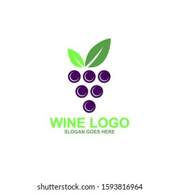 Wine fruit grapes logo template vector design