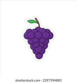 Wine Fruits Sticker Cartoon Vector