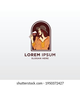wine girl logo design. a unique, exclusive, elegant, professional, clean, simple, modern logo. It would be perfect for your company