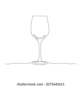 Wine Glas. SOne Single Line Drawing Isolated On White Background. Beautiful Hand-drawn Design Vector Illustration For Posters, Wall Art, Tote Bag, Mobile Case, T-shirt Print.  