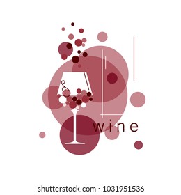 Wine glass and abstract grapes. Vector illustration for menu, tasting, wine list, winery, vineyard.
