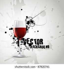 wine glass in abstract grunge style artwork