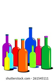 wine glass alcohol bottle drink vector illustration