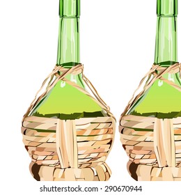 wine glass alcohol bottle drink vector illustration