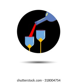 wine glass alcohol bottle drink vector white beverage illustration