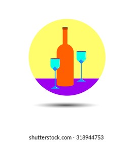 wine glass alcohol bottle drink vector white beverage illustration