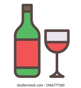 wine glass alcohol single isolated icon with filled line style