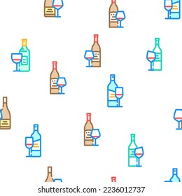 wine glass alcohol winery vector seamless pattern thin line illustration