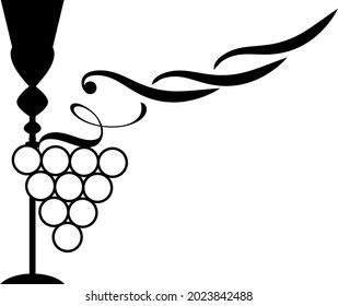 Wine glass, alcoholic icon and logo, simple black graphic silhouette