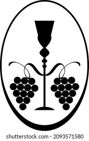 Wine glass, alcoholic icon and logo, simple black graphic silhouette