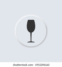 Wine glass, bar vector neumorphism design icon