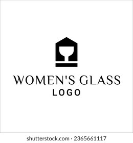 Wine glass beauty face woman bar logo