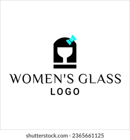 Wine glass beauty face woman bar logo