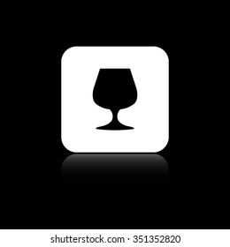 Wine glass - black vector icon on the white button