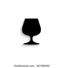 Wine glass - black vector  icon with shadow