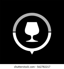 Wine glass  - black vector icon