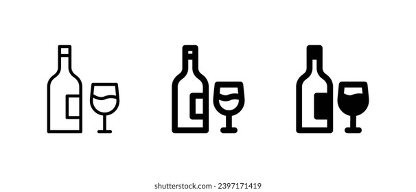 Wine glass and botle icon set For Web and mobile apps