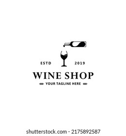 Weinglas und Flasche, 100% Vektorgrafik von Ikone. Design-Vorlage für das Weinlogo.