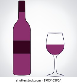 Wine, glass of wine, bottle of wine