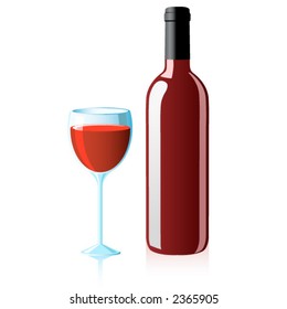 Wine glass and bottle