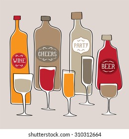 wine glass and wine bottle 